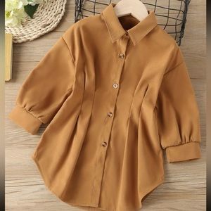 SUNSHNE Toddler Girls Plicated Curved Hem Drop Shoulder Shirt Dress